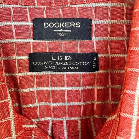 Dockers Mens Red Plaid Short Sleeve Button Front Shirt Size Large - Picture 6 of 7